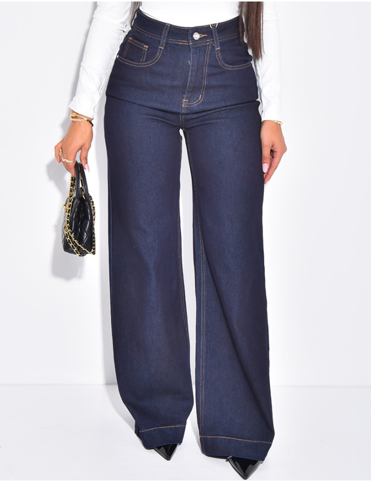 Jeans bleu brut coupe droite stretchy