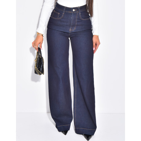 Jeans bleu brut coupe droite stretchy