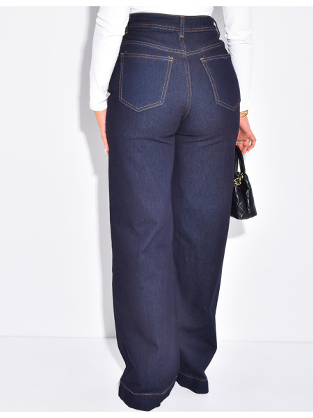 Jeans bleu brut coupe droite stretchy