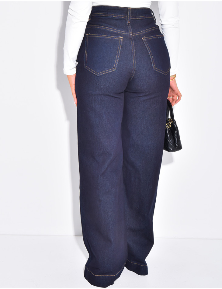 Jeans bleu brut coupe droite stretchy