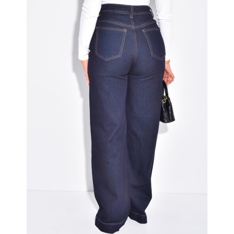 Jeans bleu brut coupe droite stretchy