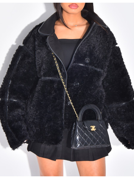Veste oversize en peau de mouton droite
