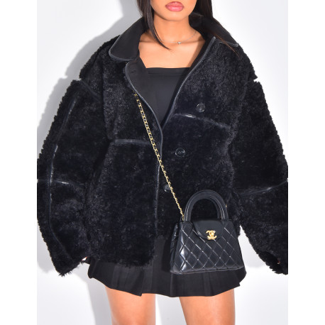 Veste oversize en peau de mouton droite