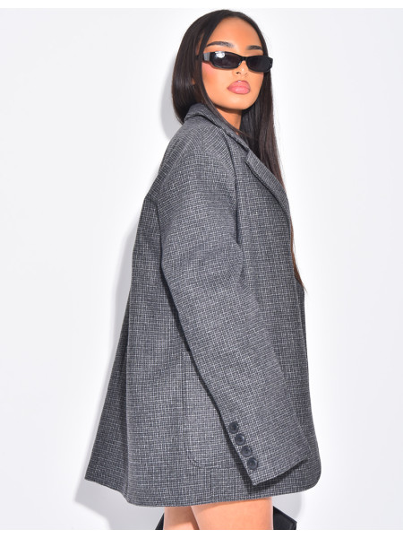 Oversize-Blazer im Dad-Stil mit Karomuster und Taschen