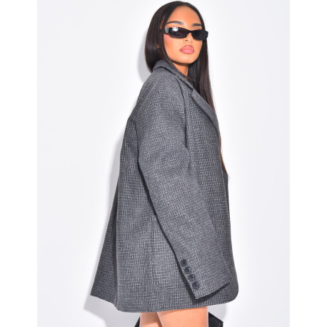 Oversize-Blazer im Dad-Stil mit Karomuster und Taschen