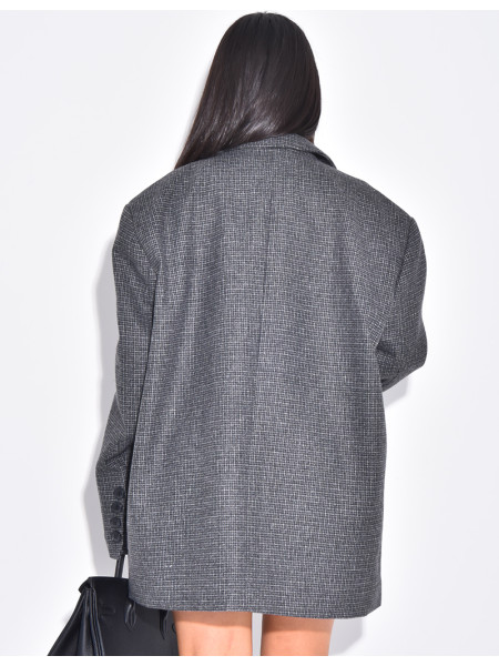 Oversize-Blazer im Dad-Stil mit Karomuster und Taschen