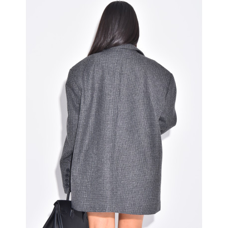 Oversize-Blazer im Dad-Stil mit Karomuster und Taschen