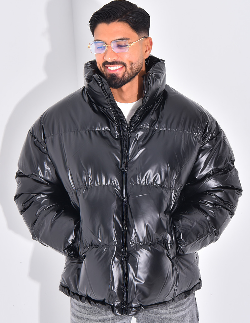 Kunstleder-Daunenjacke