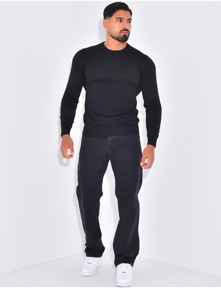 Pull fin col rond