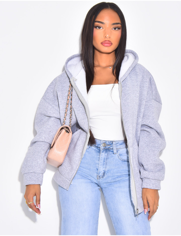 Kapuzenjacke mit Reißverschluss aus Neopren-Fleece