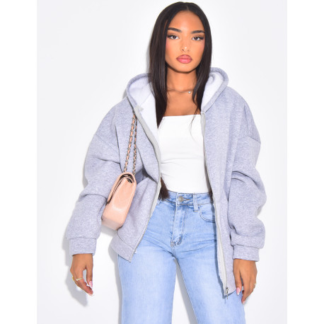 Kapuzenjacke mit Reißverschluss aus Neopren-Fleece