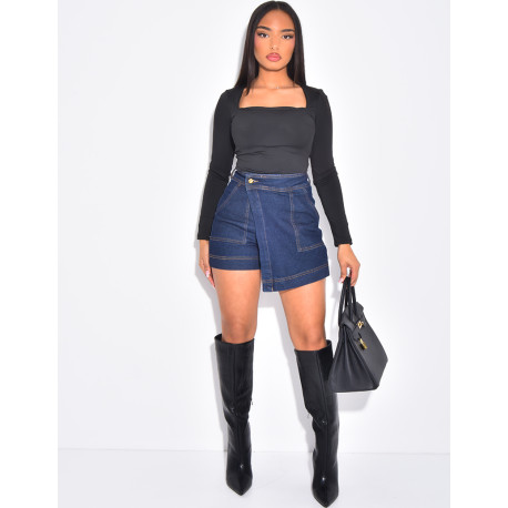 Jupe-short en jeans bleu brut