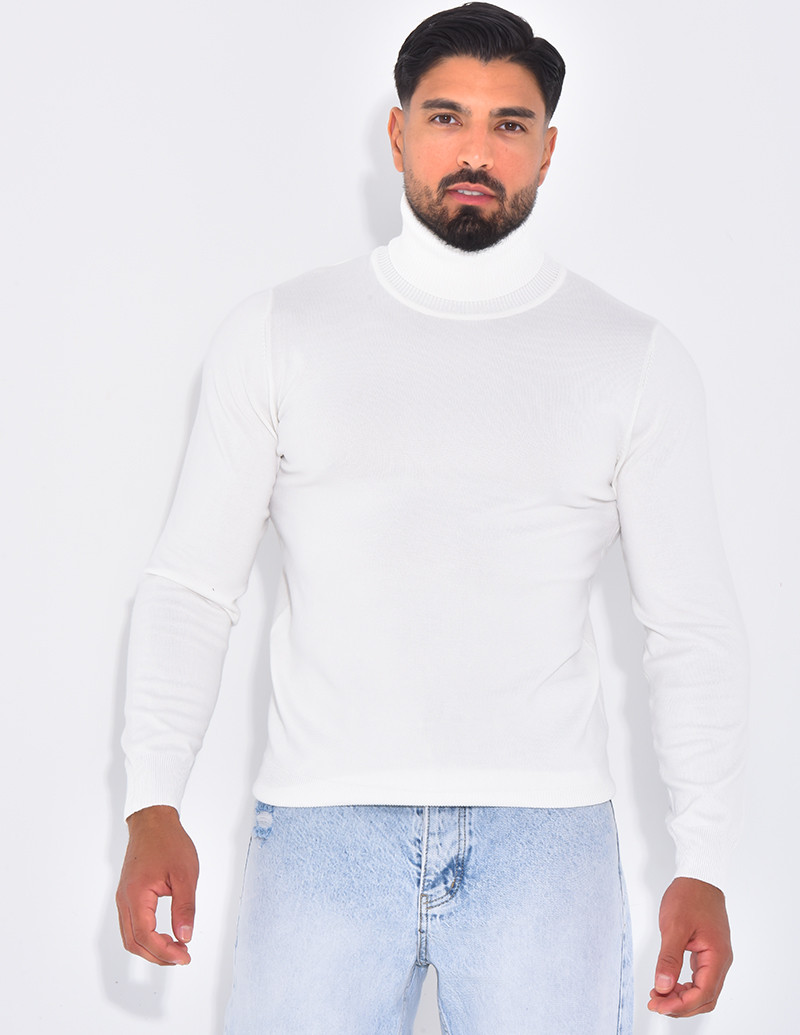Pull fin col roulé