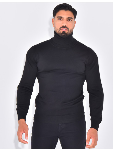 Pull fin col roulé