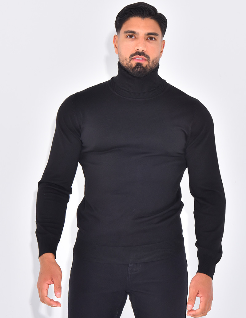 Pull fin col roulé