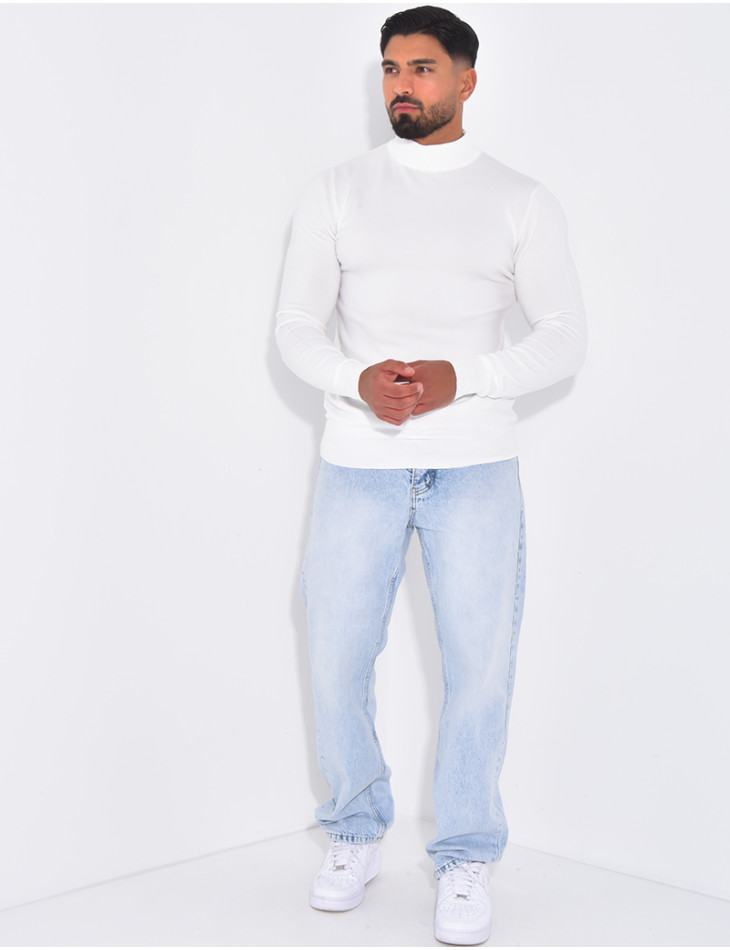 Pull fin col montant