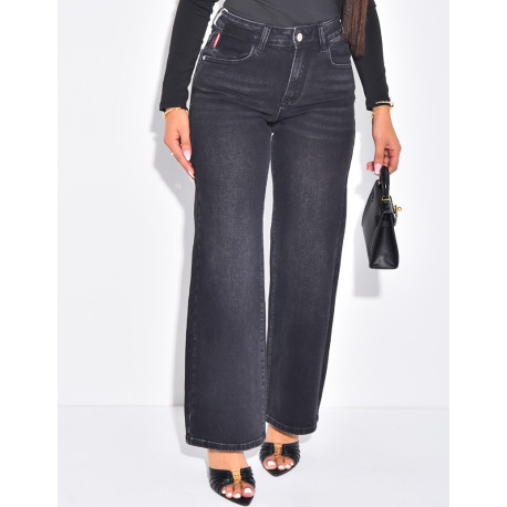 Black faded balloon jeans in stretch fabric