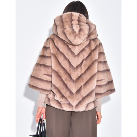 Short faux fur coat with hood