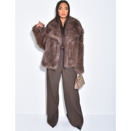 Kurze Kunstfelljacke