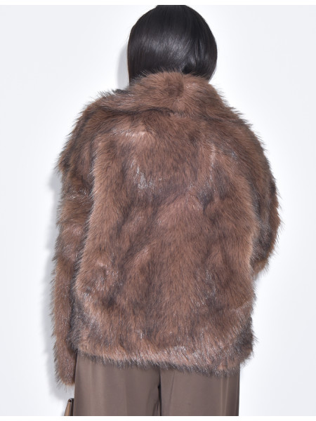 Kurze Kunstfelljacke