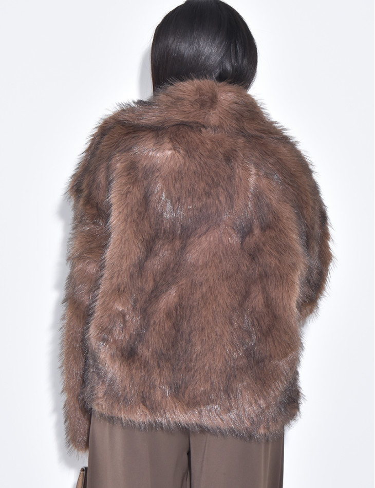 Kurze Kunstfelljacke