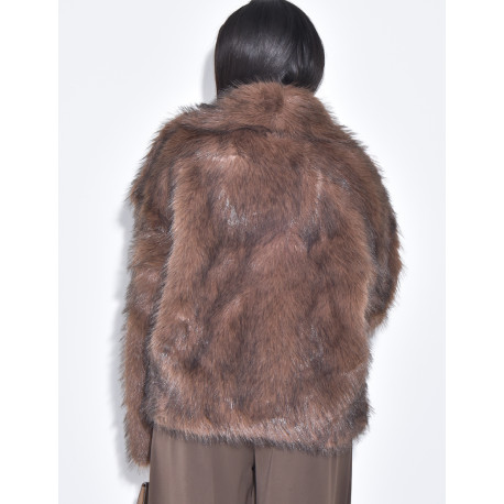 Kurze Kunstfelljacke