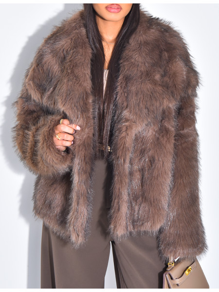 Kurze Kunstfelljacke