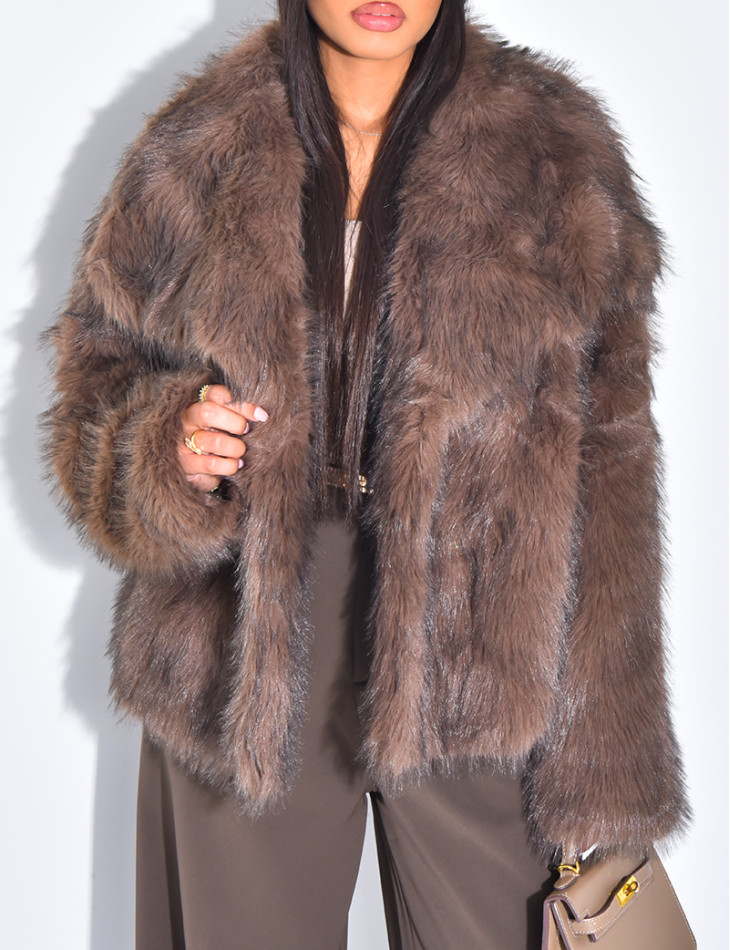 Kurze Kunstfelljacke