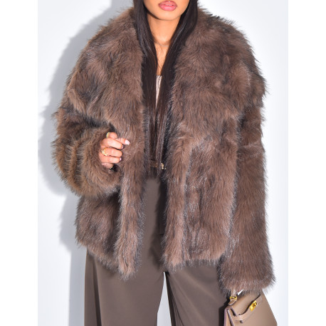 Kurze Kunstfelljacke