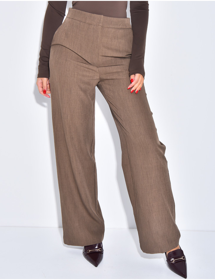 Pantalon de tailleur coupe droite effet chiné