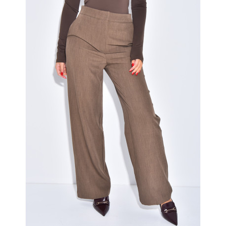 Pantalon de tailleur coupe droite effet chiné