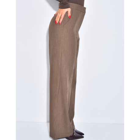 Pantalon de tailleur coupe droite effet chiné