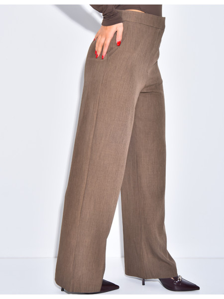 Pantalon de tailleur coupe droite effet chiné