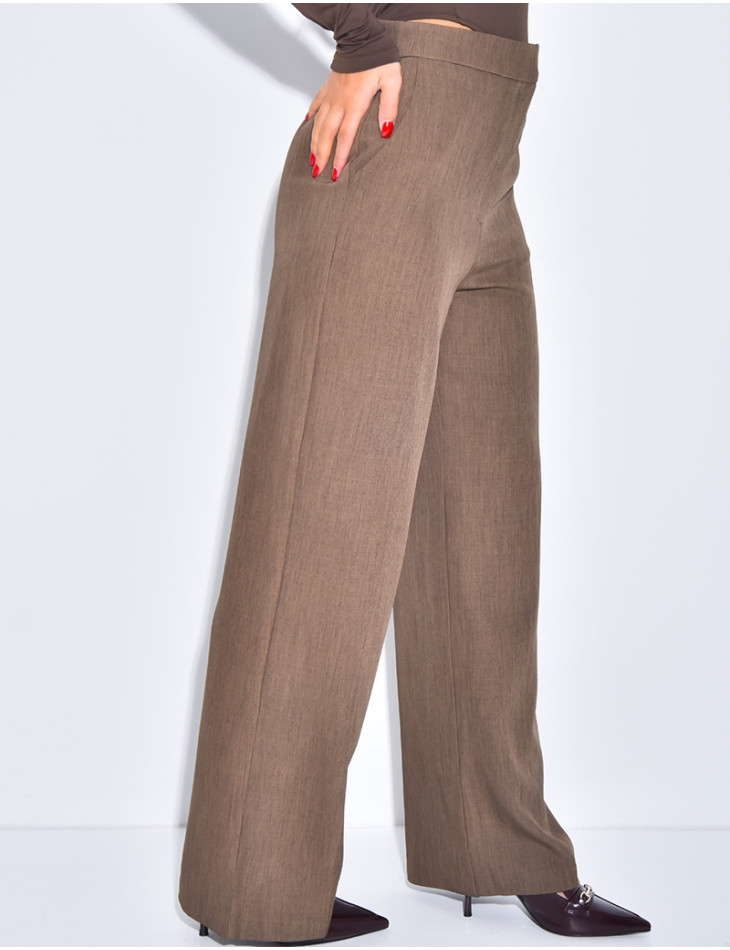 Pantalon de tailleur coupe droite effet chiné