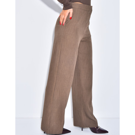 Pantalon de tailleur coupe droite effet chiné