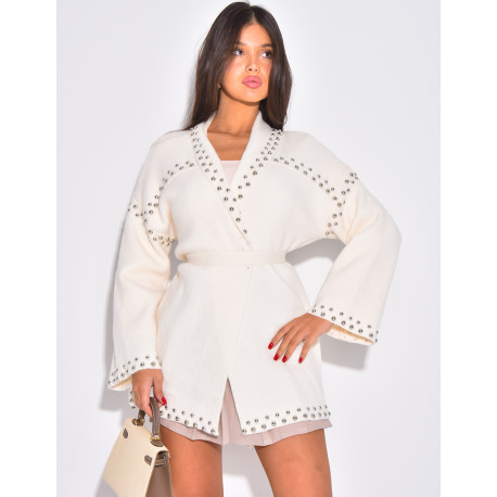 Weste mit Wickeloptik und Nieten an den Säumen