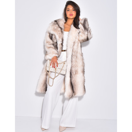 Langer Oversize-Mantel aus Kunstfell