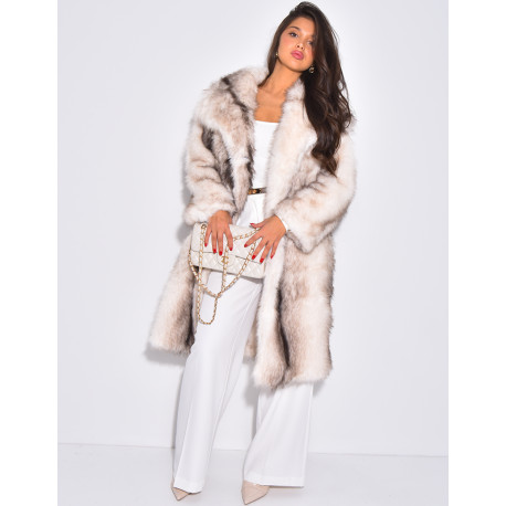 Langer Oversize-Mantel aus Kunstfell
