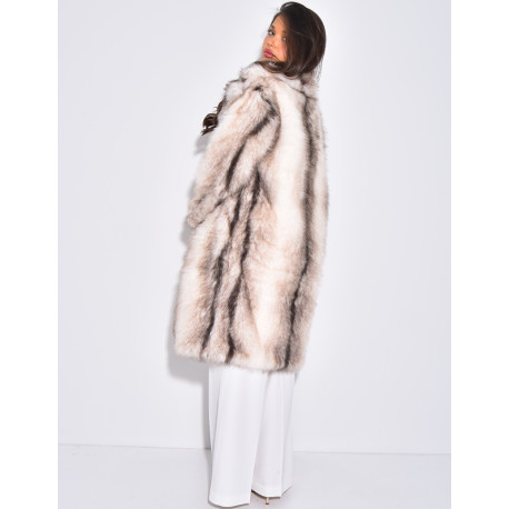 Langer Oversize-Mantel aus Kunstfell