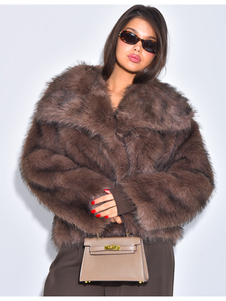 Kurze Kunstfelljacke