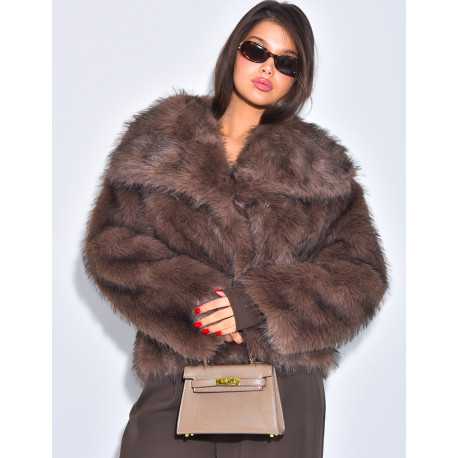 Kurze Kunstfelljacke