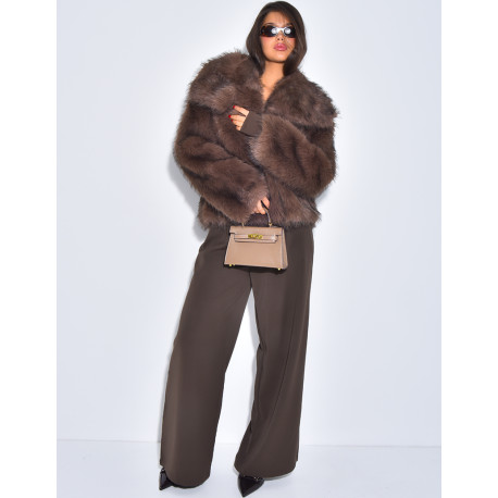 Kurze Kunstfelljacke