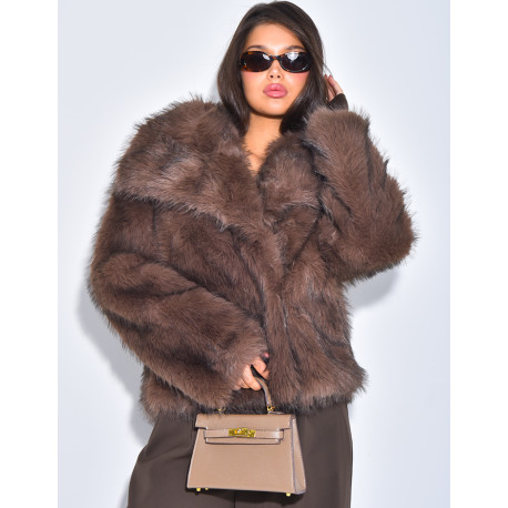 Kurze Kunstfelljacke