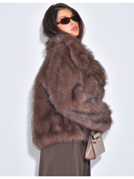 Kurze Kunstfelljacke