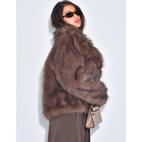 Kurze Kunstfelljacke