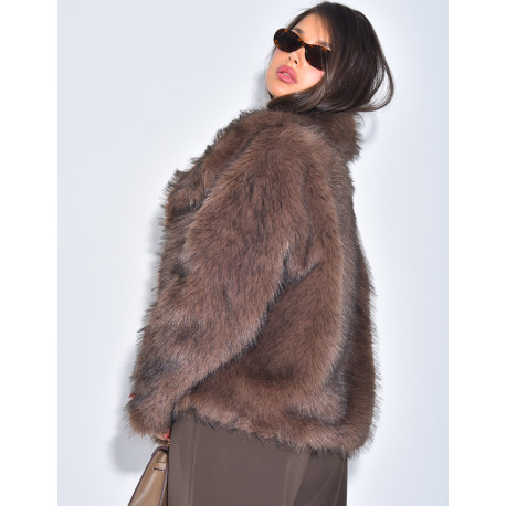 Kurze Kunstfelljacke