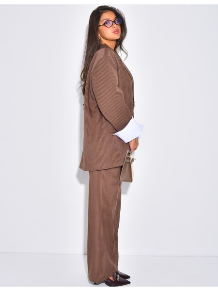 2-teiliges Set aus Oversize-Blazer und gerader Hose mit Streifenmuster
