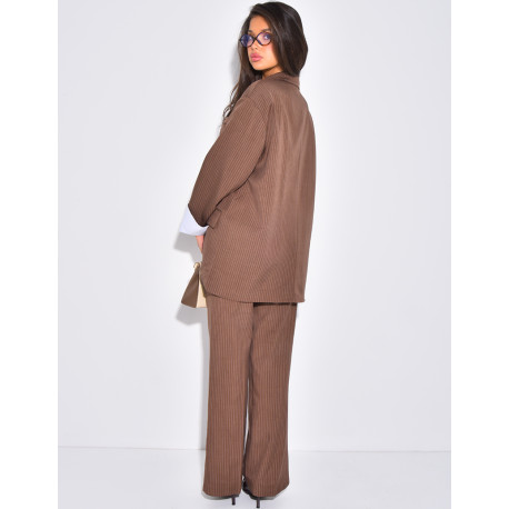 2-teiliges Set aus Oversize-Blazer und gerader Hose mit Streifenmuster