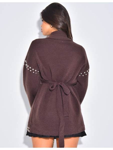 Weste mit Wickeloptik und Nieten an den Säumen