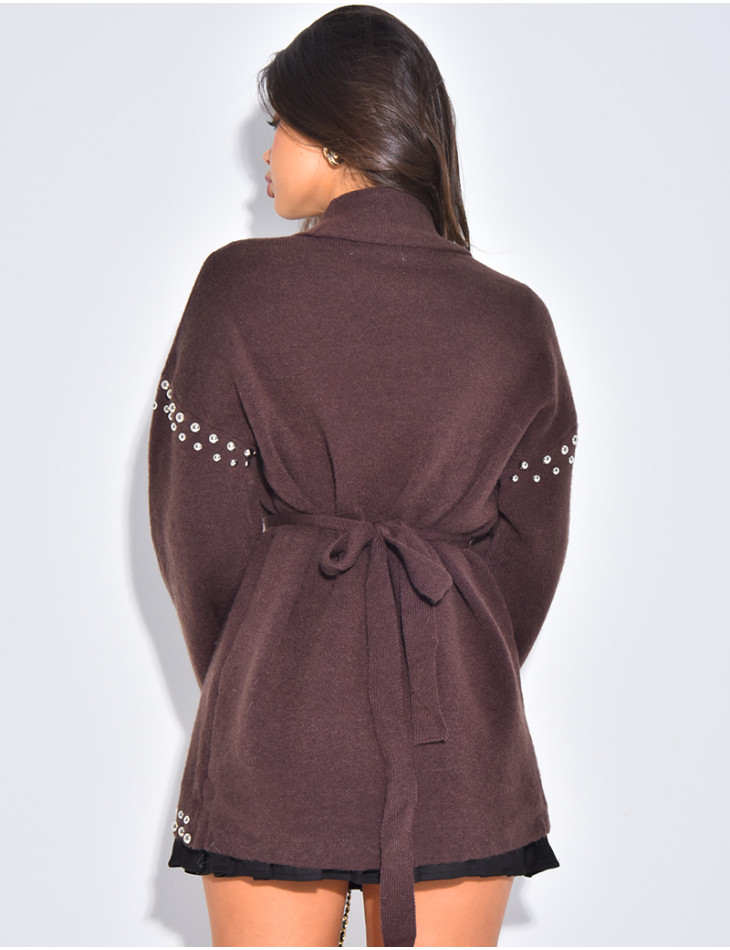 Weste mit Wickeloptik und Nieten an den Säumen